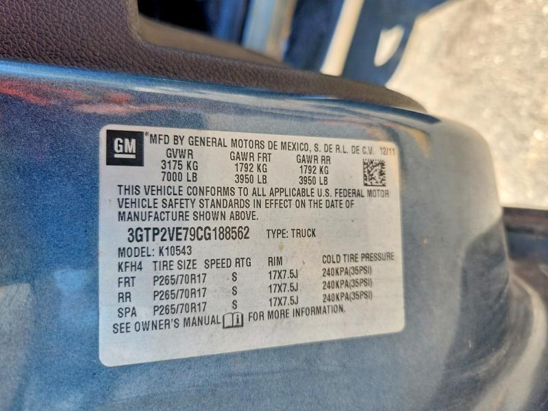 Продаж на аукціоні авто 2012 Gmc Sierra, vin: 3GTP2VE79CG188562, номер лоту: 46107816