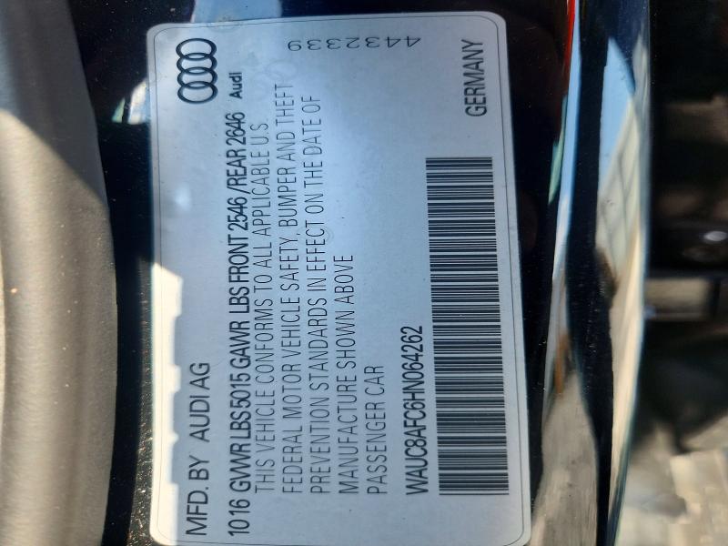 Aukcja sprzedaży 2017 Audi A6, vin: WAUC8AFC6HN064262, numer aukcji: 47355436