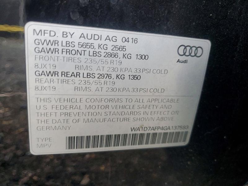 Продаж на аукціоні авто 2016 Audi Q5, vin: WA1D7AFP4GA137593, номер лоту: 47910256