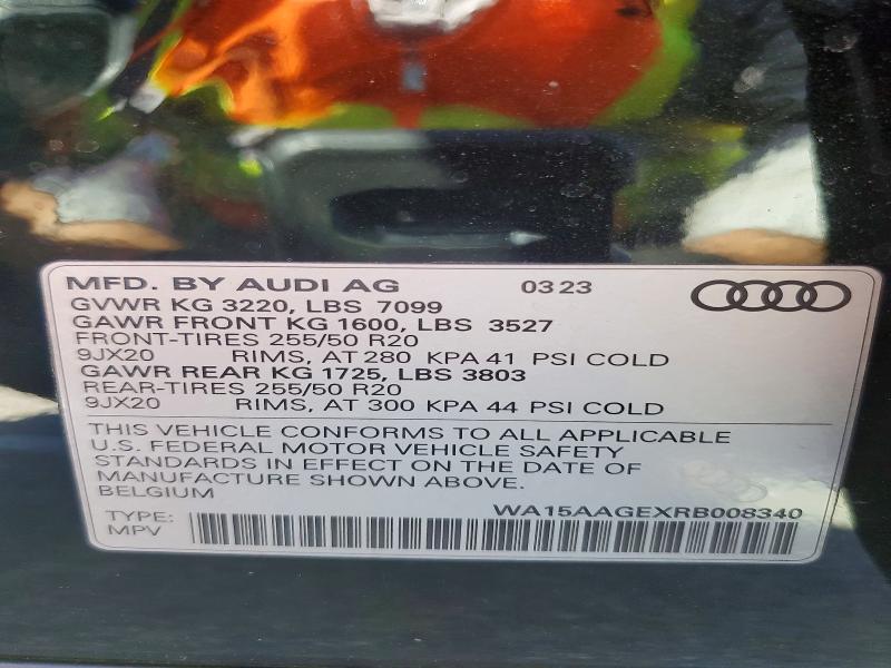 2024 Audi Q8 E-tron მანქანა იყიდება აუქციონზე, vin: WA15AAGEXRB008340, აუქციონის ნომერი: 41978676