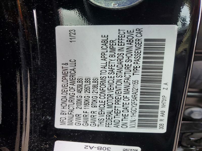 41759036 :رقم المزاد ، 1HGCY2F54RA021155 vin ، 2024 Honda Accord مزاد بيع