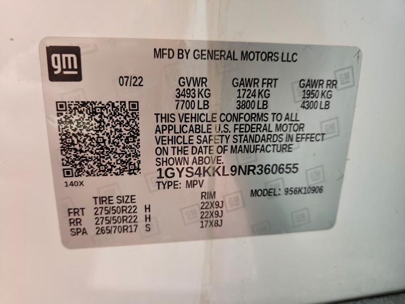 Продаж на аукціоні авто 2022 Cadillac Escalade, vin: 1GYS4KKL9NR360655, номер лоту: 57038525
