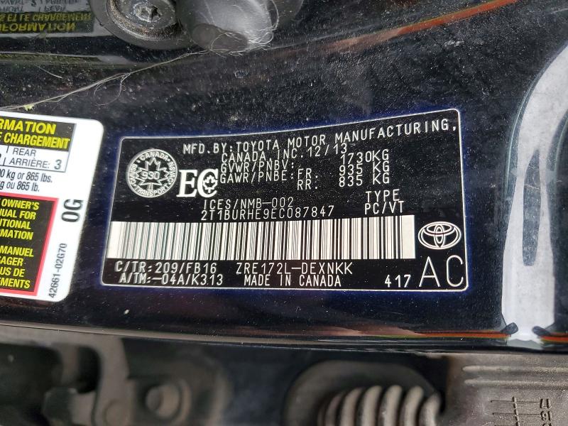 Aukcja sprzedaży 2014 Toyota Corolla, vin: 2T1BURHE9EC087847, numer aukcji: 78669725