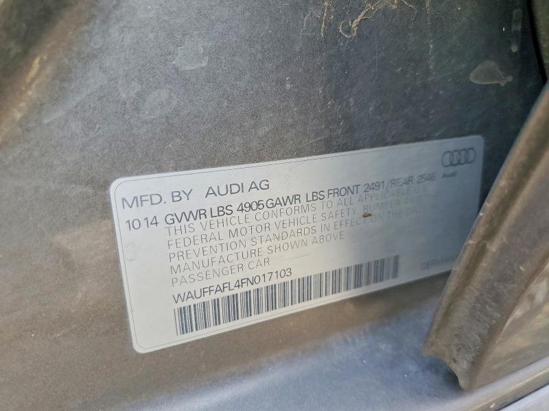 2015 Audi A4 მანქანა იყიდება აუქციონზე, vin: WAUFFAFL4FN017103, აუქციონის ნომერი: 47919656