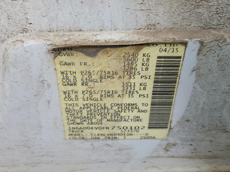 45495076 :رقم المزاد ، 1N6AD0EV0FN750102 vin ، 2015 Nissan Frontier مزاد بيع