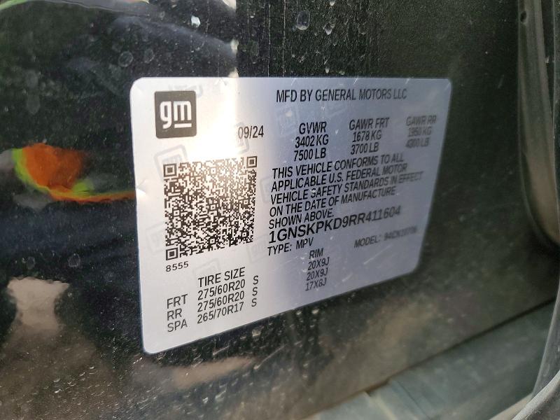 Aukcja sprzedaży 2024 Chevrolet Tahoe, vin: 1GNSKPKD9RR411604, numer aukcji: 45815146