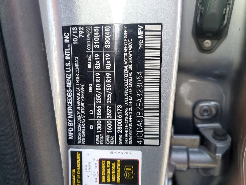 2014 Mercedes-benz Ml მანქანა იყიდება აუქციონზე, vin: 4JGDA5JB2EA323054, აუქციონის ნომერი: 41965776