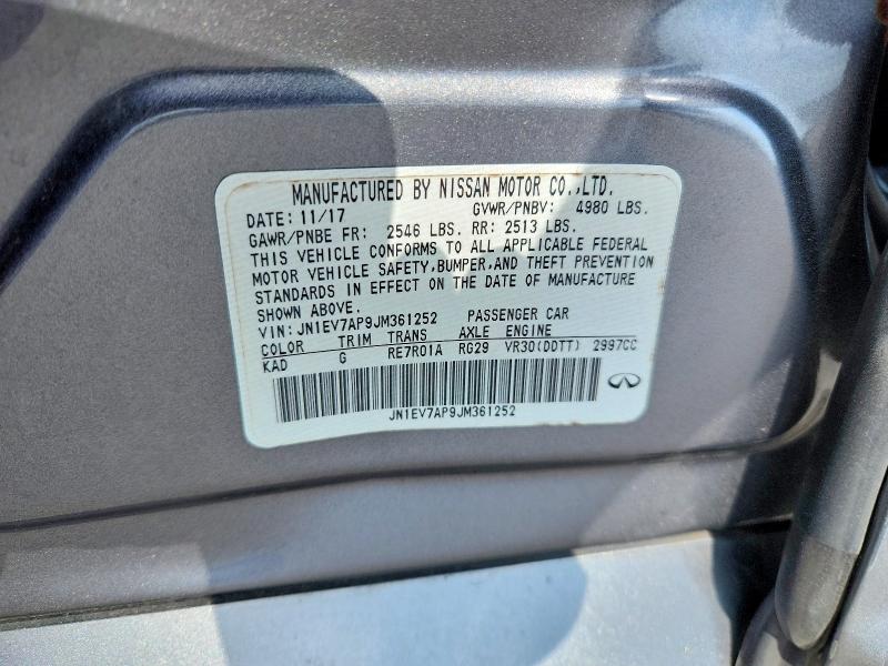 Aukcja sprzedaży 2018 Infiniti Q50, vin: JN1EV7AP9JM361252, numer aukcji: 47901286