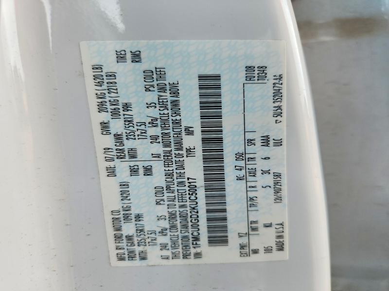 Продаж на аукціоні авто 2019 Ford Escape, vin: 1FMCU0GD2KUC50017, номер лоту: 47221466