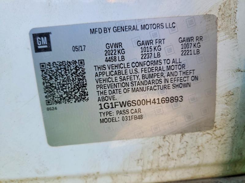 2017 Chevrolet Bolt Ev მანქანა იყიდება აუქციონზე, vin: 1G1FW6S00H4169893, აუქციონის ნომერი: 46023156