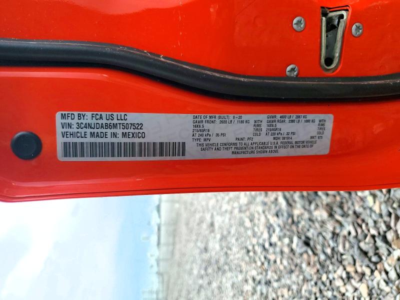 2021 Jeep Compass მანქანა იყიდება აუქციონზე, vin: 3C4NJDAB6MT507522, აუქციონის ნომერი: 48270136