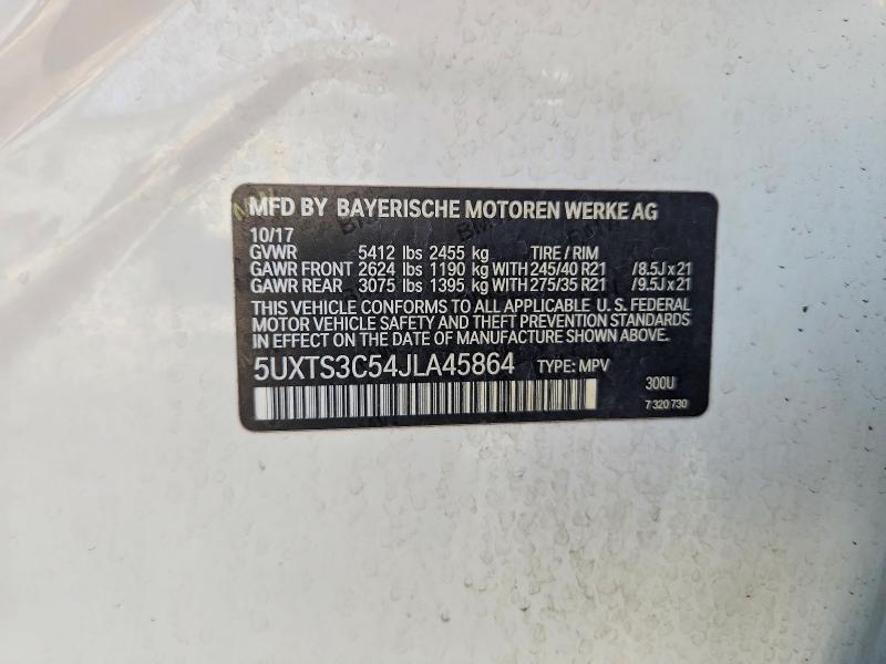 47253386 :رقم المزاد ، 5UXTS3C54JLA45864 vin ، 2018 Bmw X3 مزاد بيع
