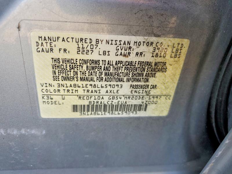 73670635 :رقم المزاد ، 3N1AB61E98L659093 vin ، 2008 Nissan Sentra مزاد بيع