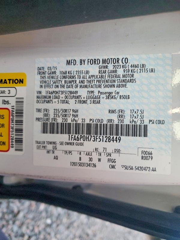 2015 Ford Fusion მანქანა იყიდება აუქციონზე, vin: 1FA6P0H73F5128449, აუქციონის ნომერი: 45725906