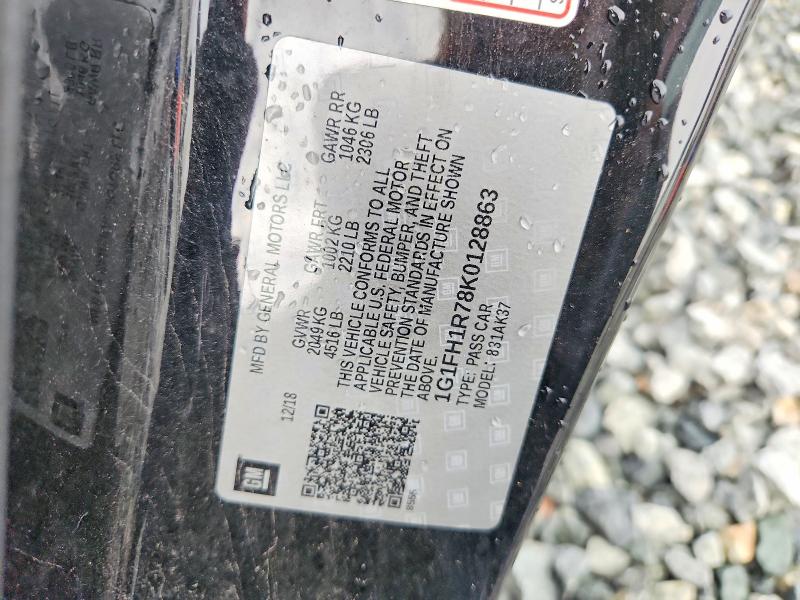 Aukcja sprzedaży 2019 Chevrolet Camaro, vin: 1G1FH1R78K0128863, numer aukcji: 45509496