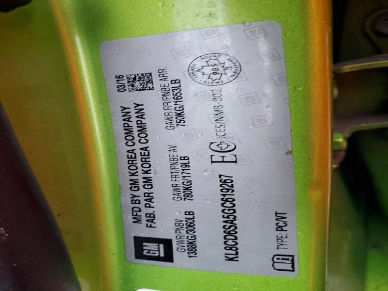 47513896 :رقم المزاد ، KL8CD6SA5GC619267 vin ، 2016 Chevrolet Spark مزاد بيع