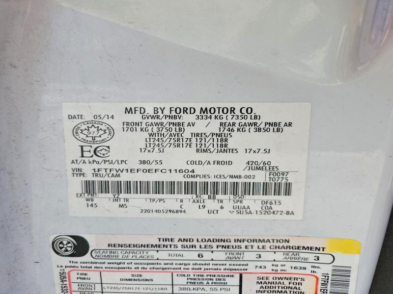 Aukcja sprzedaży 2014 Ford F150, vin: 1FTFW1EF0EFC11604, numer aukcji: 47262676