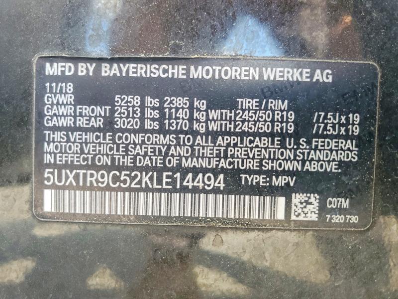 Продажа на аукционе авто 2019 Bmw X3, vin: 5UXTR9C52KLE14494, номер лота: 47801176