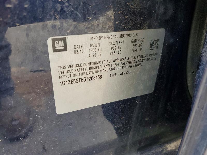 48261306 :رقم المزاد ، 1G1ZE5ST6GF268158 vin ، 2016 Chevrolet Malibu مزاد بيع