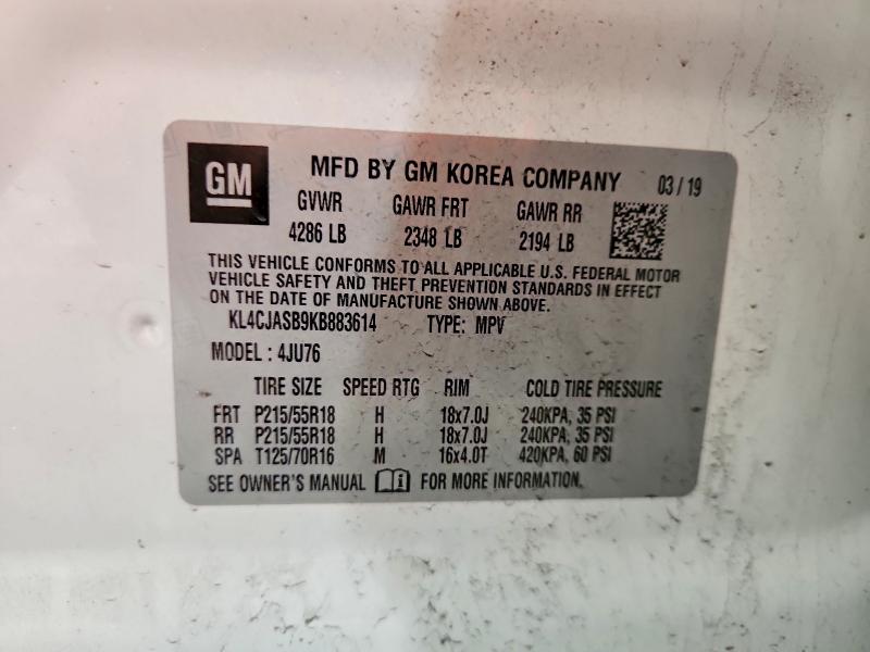 Aukcja sprzedaży 2019 Buick Encore, vin: KL4CJASB9KB883614, numer aukcji: 45742636
