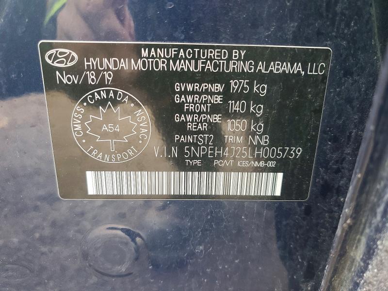 2020 Hyundai Sonata მანქანა იყიდება აუქციონზე, vin: 5NPEH4J25LH005739, აუქციონის ნომერი: 42001436
