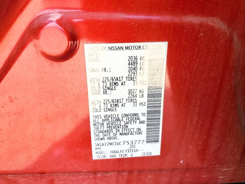 Auction sale of the 2016 Nissan Rogue, vin: 5N1AT2MT1GC753777, lot number: 47018166