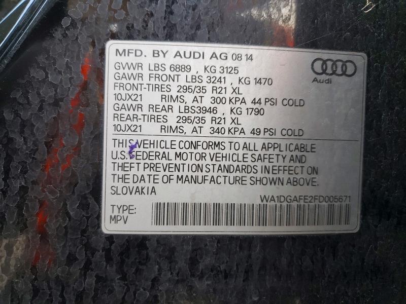 2015 Audi Q7 მანქანა იყიდება აუქციონზე, vin: WA1DGAFE2FD005671, აუქციონის ნომერი: 48006416