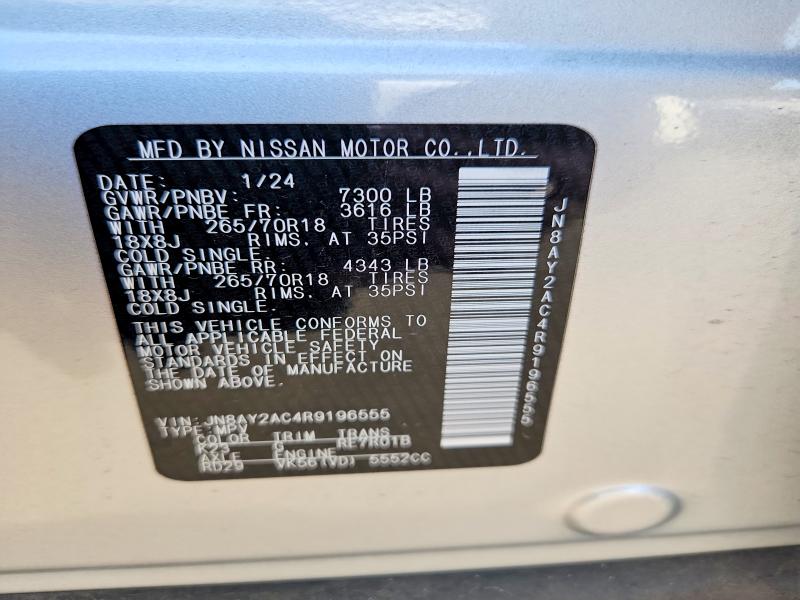 Aukcja sprzedaży 2024 Nissan Armada, vin: JN8AY2AC4R9196555, numer aukcji: 47659136