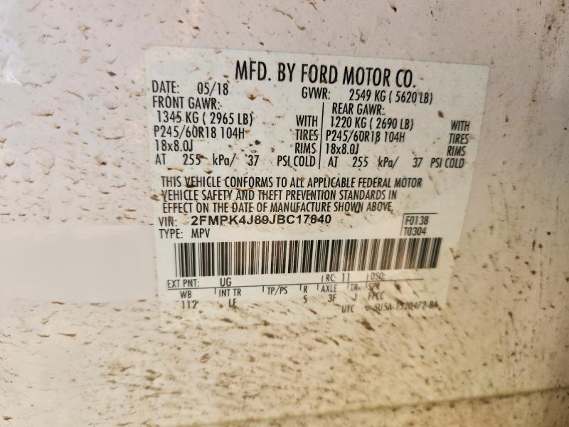 Продажа на аукционе авто 2018 Ford Edge, vin: 2FMPK4J89JBC17840, номер лота: 45837916