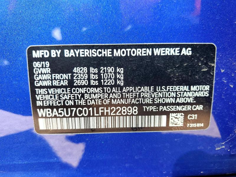 Продаж на аукціоні авто 2020 Bmw M340i, vin: WBA5U7C01LFH22898, номер лоту: 47520936