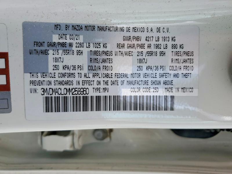 Aukcja sprzedaży 2021 Mazda Cx-30, vin: 3MVDMACL0MM258960, numer aukcji: 47244436