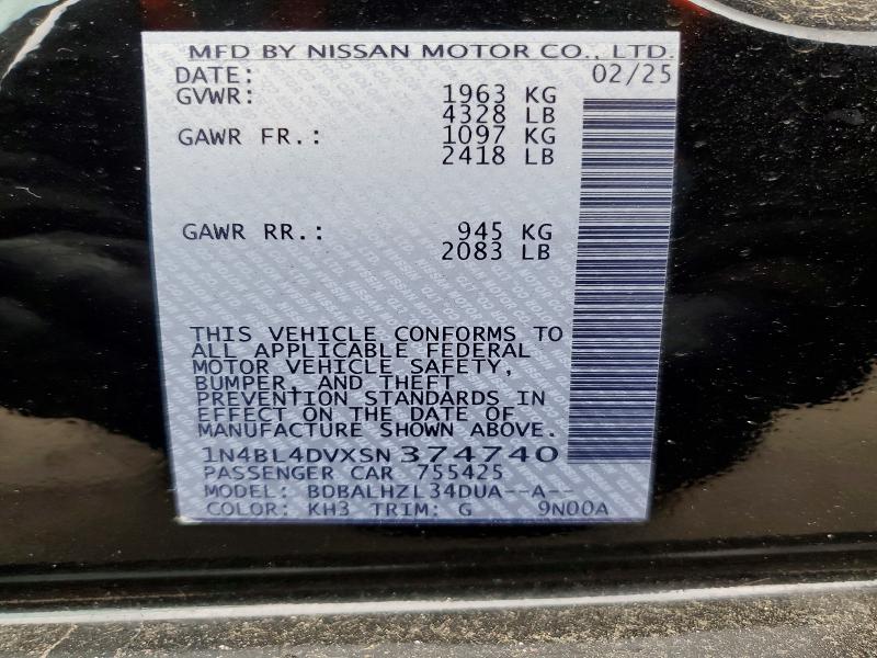 Aukcja sprzedaży 2025 Nissan Altima, vin: 1N4BL4DVXSN374740, numer aukcji: 46923736