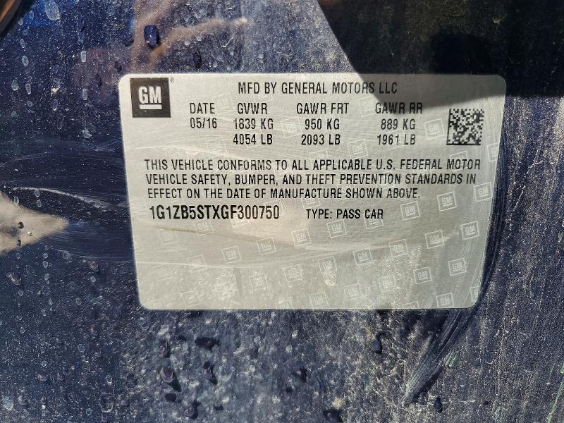 Продажа на аукционе авто 2016 Chevrolet Malibu, vin: 1G1ZB5STXGF300750, номер лота: 45766366