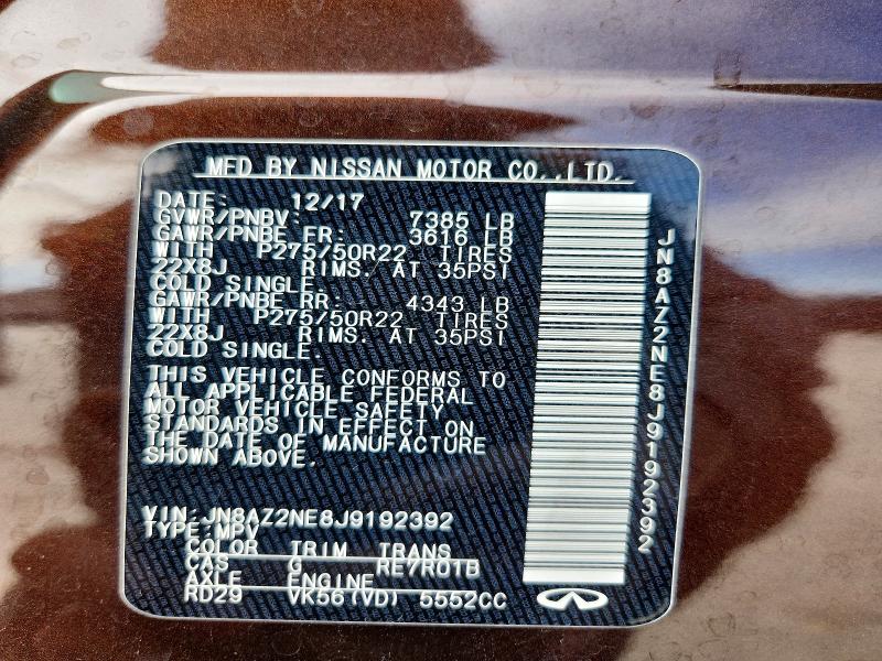 Продаж на аукціоні авто 2018 Infiniti Qx80, vin: JN8AZ2NE8J9192392, номер лоту: 45580386