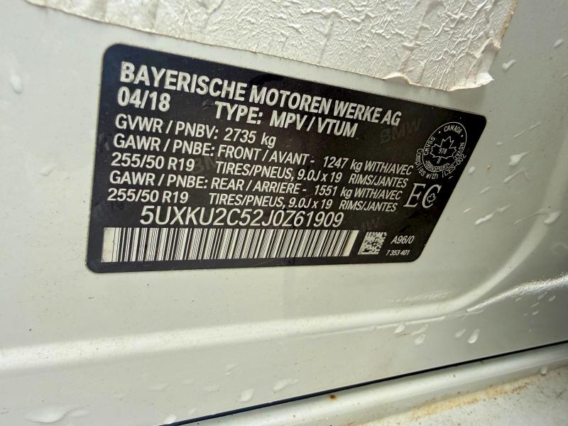 2018 Bmw X6 მანქანა იყიდება აუქციონზე, vin: 5UXKU2C52J0Z61909, აუქციონის ნომერი: 47663436