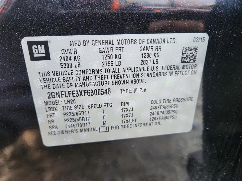 2015 Chevrolet Equinox მანქანა იყიდება აუქციონზე, vin: 2GNFLFE3XF6300546, აუქციონის ნომერი: 46161656