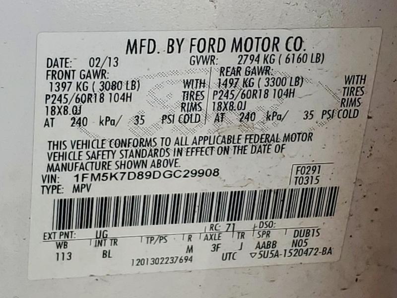 Продажа на аукционе авто 2013 Ford Explorer, vin: 1FM5K7D89DGC29908, номер лота: 46860806