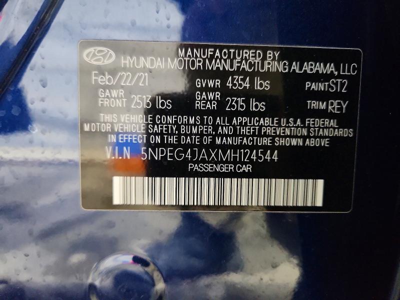 Aukcja sprzedaży 2021 Hyundai Sonata, vin: 5NPEG4JAXMH124544, numer aukcji: 46350166
