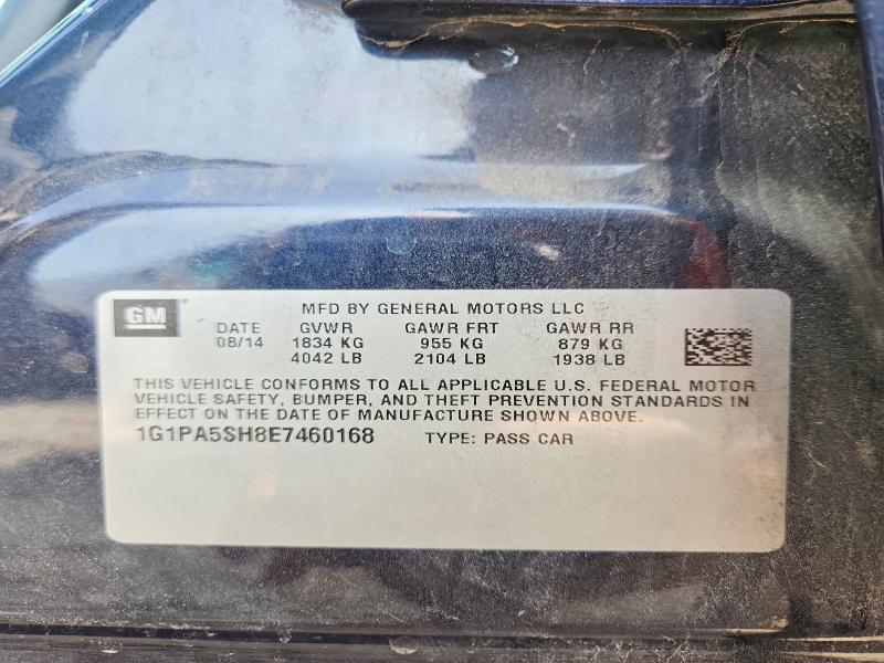 2014 Chevrolet Cruze მანქანა იყიდება აუქციონზე, vin: 1G1PA5SH8E7460168, აუქციონის ნომერი: 47068596