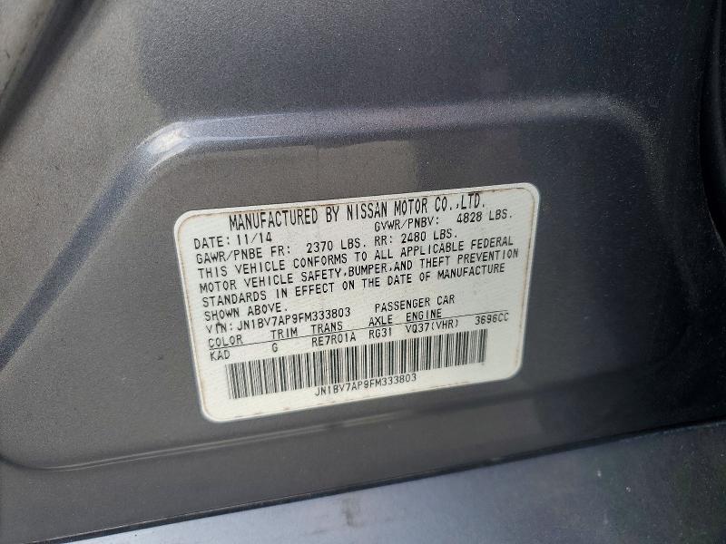 45782686 :رقم المزاد ، JN1BV7AP9FM333803 vin ، 2015 Infiniti Q50 مزاد بيع