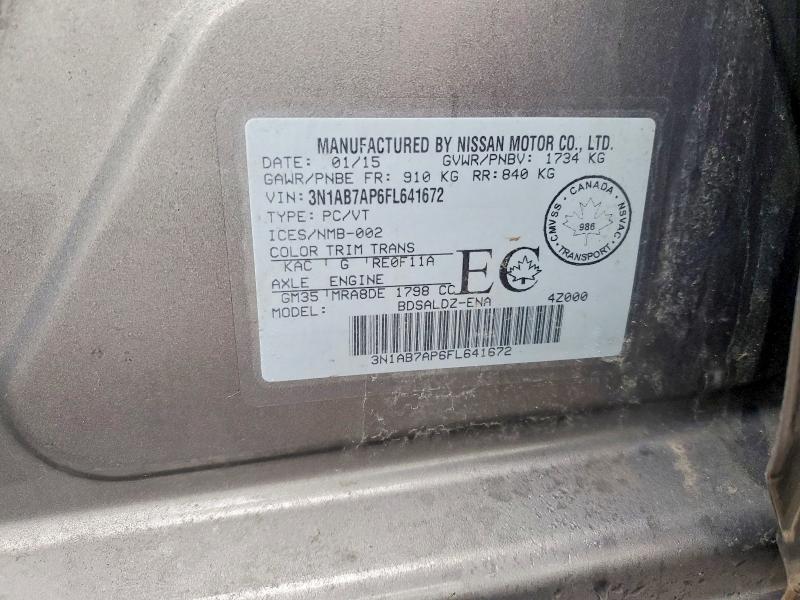 41885076 :رقم المزاد ، 3N1AB7AP6FL641672 vin ، 2015 Nissan Sentra مزاد بيع