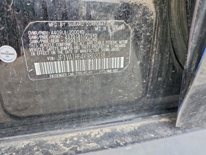 Aukcja sprzedaży 2019 Subaru Wrx, vin: JF1VA1H64K9802038, numer aukcji: 48224846
