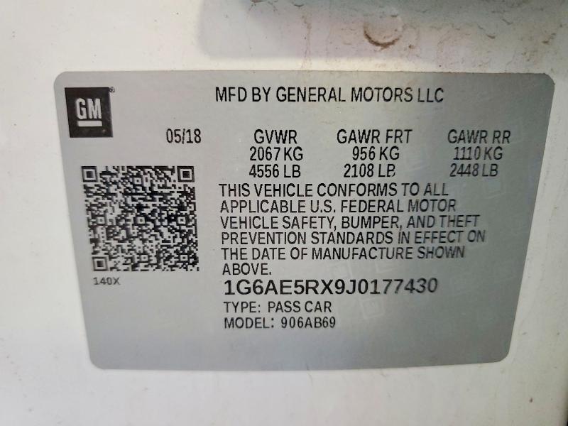 2018 Cadillac Ats მანქანა იყიდება აუქციონზე, vin: 1G6AE5RX9J0177430, აუქციონის ნომერი: 46244536