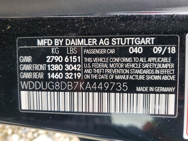 2019 Mercedes-benz S მანქანა იყიდება აუქციონზე, vin: WDDUG8DB7KA449735, აუქციონის ნომერი: 48327346