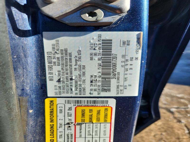 47432196 :رقم المزاد ، 3FA6P0HD0KR172017 vin ، 2019 Ford Fusion مزاد بيع