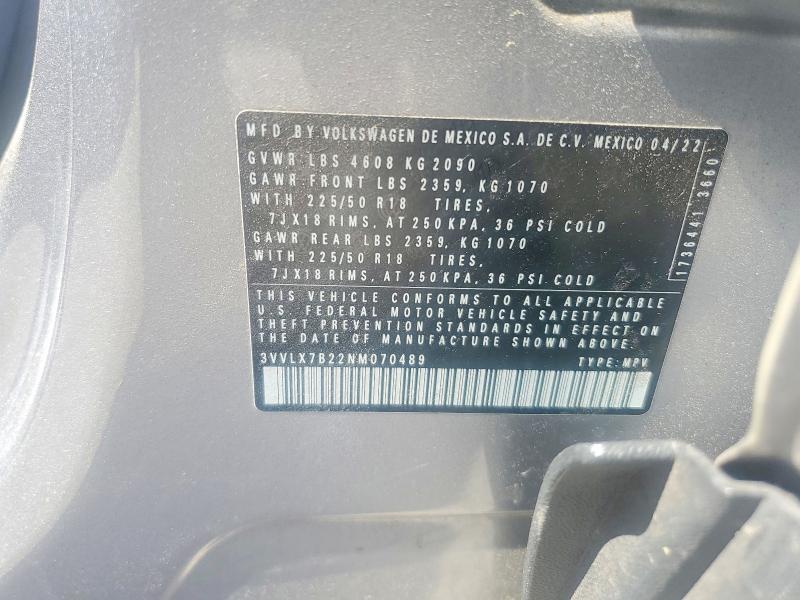 Aukcja sprzedaży 2022 Volkswagen Taos, vin: 3VVLX7B22NM070489, numer aukcji: 46755766