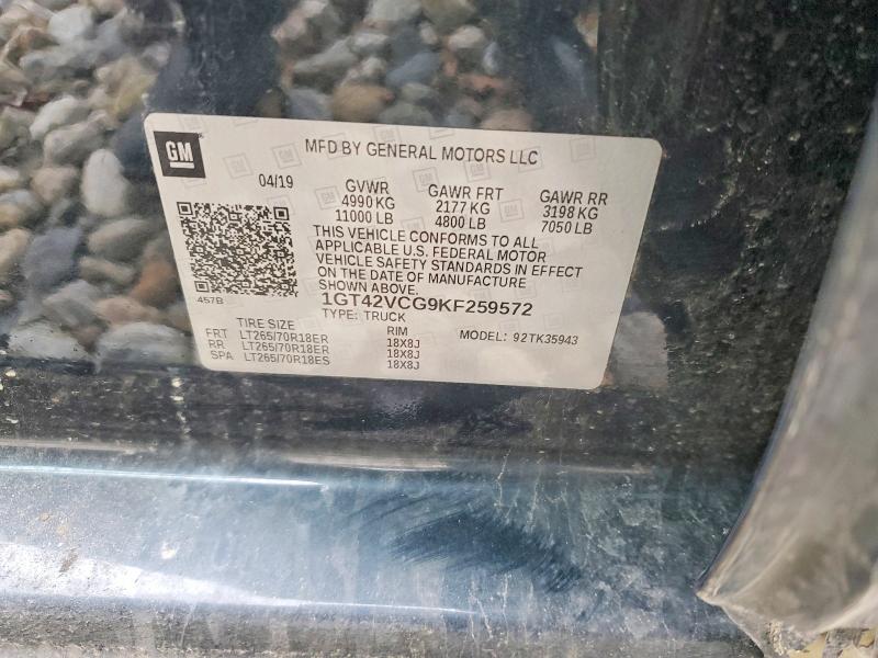 Продаж на аукціоні авто 2019 Gmc Sierra, vin: 1GT42VCG9KF259572, номер лоту: 46511516