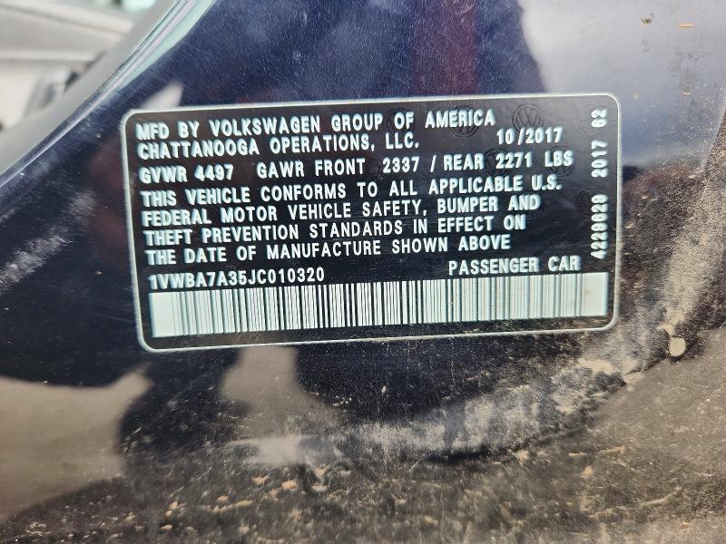 Продаж на аукціоні авто 2018 Volkswagen Passat, vin: 1VWBA7A35JC010320, номер лоту: 45984006