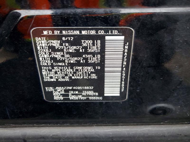 Aukcja sprzedaży 2012 Infiniti Qx56, vin: JN8AZ2NF4C9518832, numer aukcji: 47270076