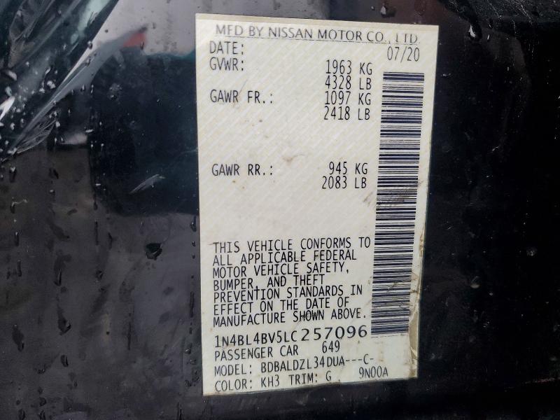 Продажа на аукционе авто 2020 Nissan Altima, vin: 1N4BL4BV5LC257096, номер лота: 78777385